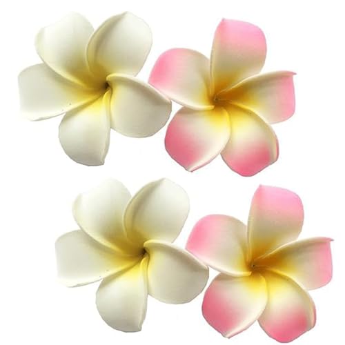 4 Clips Flor Foam Blanca y Rosa 7 cm miniatura 1