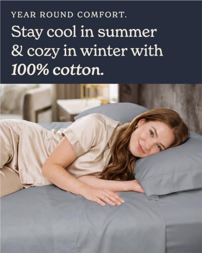 Image of Beckham Hotel Collection 100% Cotton Twin Sheet Set, 3-Piece, Light Gray