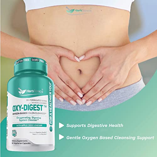 Herbtonics Oxygen Based Colon Cleanse And Detox Digestive System Formula | With Apple Cider Vinegar | 90 Vegan Pills Capsules For | Women And Men | Cleanser Supplement #TOP3