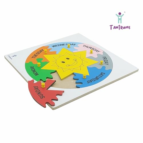 Image of Tantrums Days of The Week Learning Puzzle Board, Wooden Educational Toy with Sun Design, Multicolour,for Kid