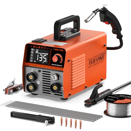 FEIFANKE 135A 230V Soldador Hilo Continuo Sin Gas 3 en 1 Portátil Máquina de Soldar MIG con IGBT Inversor Soldadora MIG,Pantalla LED,Alambre de 1.0mm Adecuado para Acero Al Carbono de 1,0-4,8mm Hierro FEIFANKE 135A 230V Soldador Hilo Continuo Sin Gas 3 en 1 Portátil Máquina de Soldar MIG con IGBT Inversor Soldadora MIG,Pantalla LED,Alambre de 1.0mm Adecuado para Acero Al Carbono de 1,0-4,8mm Hierro