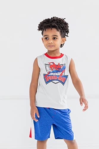Marvel Spider-Man Little Boys Graphic T-Shirt Tank Top and Shorts 3 Piece Outfit Set Blue/Gray/Red 6 - image 3