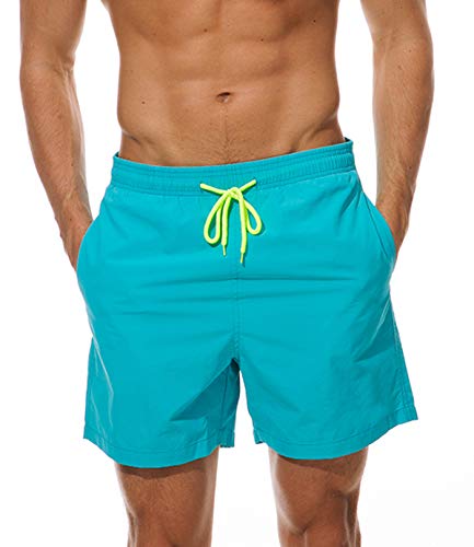 FGFD Bañador Hombre Pantalones Corto Deporte Bermudas Secado Rápido Trajes de Baño Hombre Bóxers Playa Shorts (L, Azul Cielo)