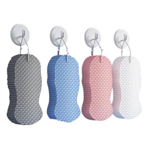 4 Pack Reusable 3D Bath Sponges for Adults, Super Soft Exfoliating Shower Sponge for Body, Face & Feet, Gentle Magic Skin Cleansing for Women & Men, Remove Dead Skin & Dirt (Pack of 4) -  reusable shower sponge, spa quality exfoliator
