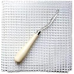 Cañas Hook chenpaif Free Pattern Rug Hooking Mesh Canvas Wooden Bent Latch Hook DIY Kit Tool for Tapestry Carpet Rug Making Embroidery Crafts Decor