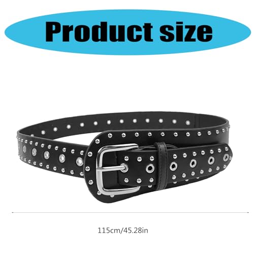 Popular Belt For Women Men Unisex Fashion PU Leather Belt Punk Rivet Studded Waistband Western Rockoning Waist Decors4