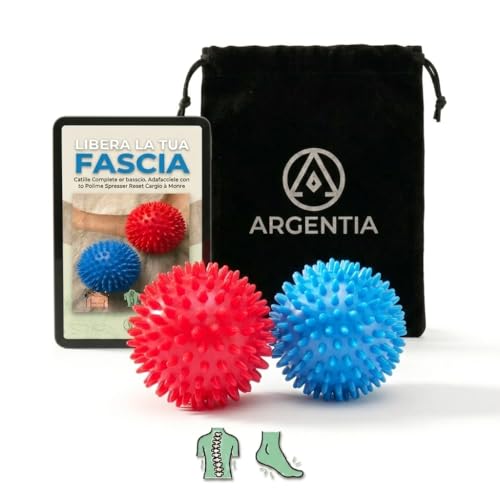 MASSAGGIO EFFICIENTE FASCITE & PIEDI: Pallina riccio TPE Spike Ball antiscivolo 7cm blu/rosso – aderenza perfetta, sollievo trigger points in 5 min