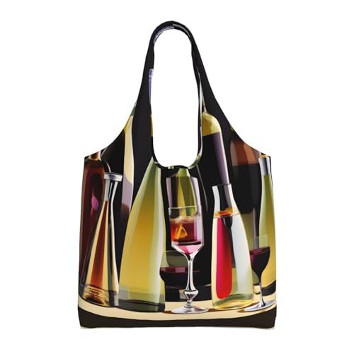 Sac fourre-tout en toile cadeau maman original cabas bouteilles de vin motif festif