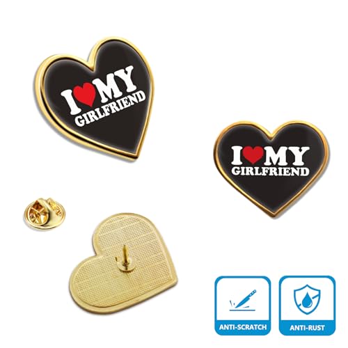 Image of 6 /12 /50 /100 Pack Heart I Love My Girlfriend&Boyfriend Lapel Pins Bulk - Red Party Button Brooch Hot Love Badge Pin for Men Women Clothes Bags Hats