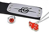  GOTH Perhk 3pcs Anime Naruto Shippuden Verstellbar Metall Blatt Village Stirnband Ninja Uchiha Sasuke Kakashi Cosplay Set Ring Halskette - Itachi Uchiha, Anti Konaha, Normal