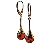 kern echt bernstein kugelkette 8mm/35 cm bébé  Cognac Orange-Brauner Baltischer Bernstein Kugel 24K Vergoldetes Sterling Silber Ohrringe