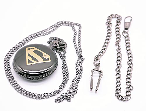 Fashion Cool Black Quartz Mens Pocket Watch Pendant with Necklace Chain&Pocket Chain&Box Gifts4