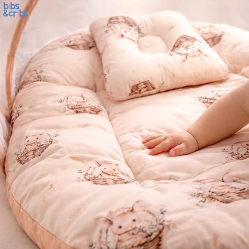 Image of Bibs&Cribs Baby Nest Bedding Set for Newborn Infants with Mosquito Net Mattress Pillow Portable Baby Lounger Travel Bed Resting Nest for Baby Boys and Girls