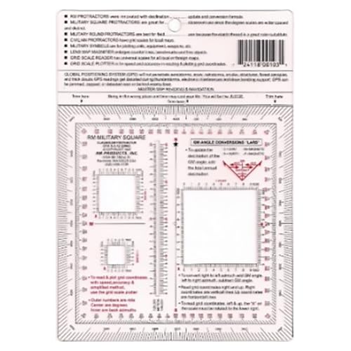 Military Square Protractor, Multi-Use Drafting Tool with Angle Convertor