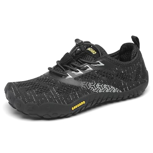 Saguaro Barefoot Zapatillas De Trail Running Niños Niñas Minimalistas Zapatos De Deporte Antideslizantes Calzado Descalzos Para Fitness Correr Montaña Senderismo Agua, Negro, 30 Eu