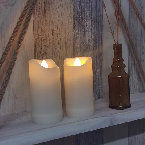 Image of 2 Pack LED Flameless Candles Battery Operated Outdoor LED LightFake Flickering Waterproof Candles for Home Decorations Garden Decor Wedding Party Christmas Party (2 inch x 4 inch with timer)