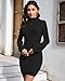 JUOIANTANG Herbstkleider für Damen Kleid Winter Rollkragen Strickkleid Lang Ärmel Gestrickte MiniKleid Party Kleider Schwarz L