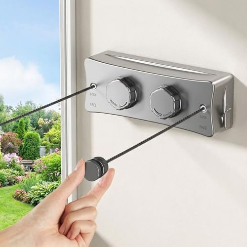 ROOM127 Heavy Duty Double Retractable Clothesline (13.8 FT) | Non-Sagging