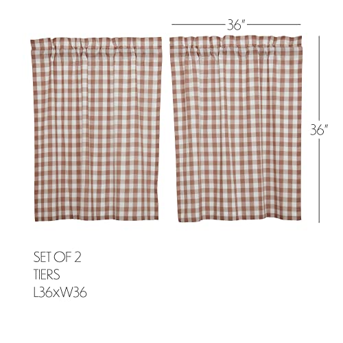 VHC-Brands-Annie-Buffalo-Portabella-Brown-Check-Farmhouse-Tier-Curtain-Set-36×36 VHC Brands Annie Buffalo Portabella Brown Check Farmhouse Tier Curtain Set 36×36