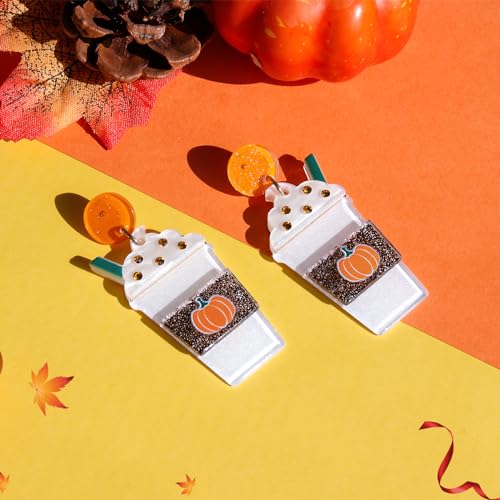 Holiday Acrylic Earrings for Women Halloween Thanksgiving Fun Autumn Pumpkin Ghost Dangle Earrings3