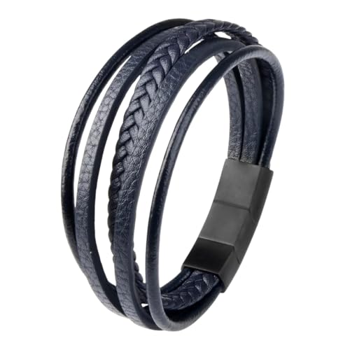 Classical Quality Leather Bracelet Men Stainless Steel Magnitic Buckle Multilayer Bracelets For Men Bangle Jewelry