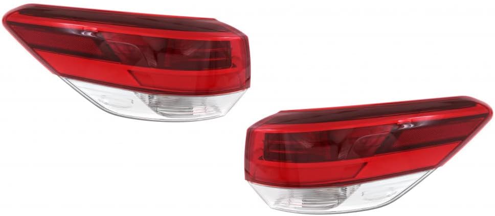 For Toyota Highlander Tail Light Assembly 2018 2019 Passenger Side | Outer | LED | Clear Lens | For TO2805143 | 81550-0E161