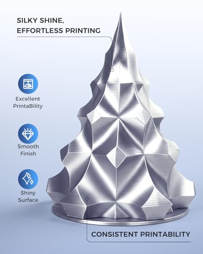 Image of JAYO Silk PLA Filament 1.75mm Silver 1.1kg, Metal-Like Shiny PLA, Smooth Silky Finish, Easy to Print, Accuracy + /- 0.02mm, Fits for Most FDM 3D Printers