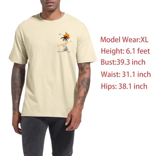 Tuislay Mens Graphic t-Shirts Casual Oversized Letter Print Beach Shirts Baggy Cotton Short Sleeve Tshirt Summer tee Top2