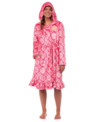INTIMO Wicked Women's Bathrobe Glinda the Good Witch Ruffle Self Tie Hooded Robe (L/XL)
