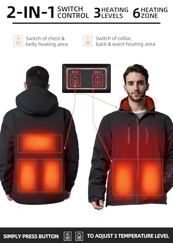 Image of SAVIOR HEAT Heated Jackets for Men with 10-Hour Battery Life Waterproof & Windproof Electric Mens Winter Jacket