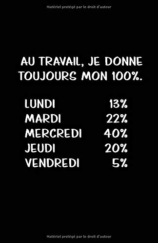 Au Travail, Je Donne Toujours Mon 100%.: Carnet De Notes -108 Pages Avec Papier Ligné Petit Format
