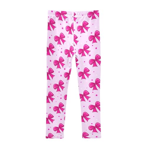 Girls Leggings Size 4T Cartoon Bow Star Pink Soft Stretchy Pants Breathable Girl Clothes for Gymnastics Dance2