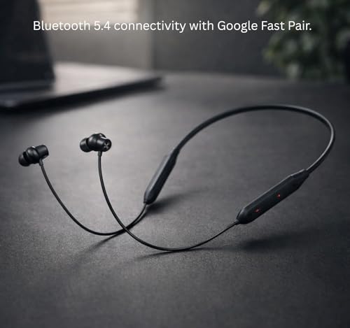 Image of Original Neckband for OnePlus Z3 Earbuds with Quick Charging Soft Silicone Band and Bass Boost Audio (Black)