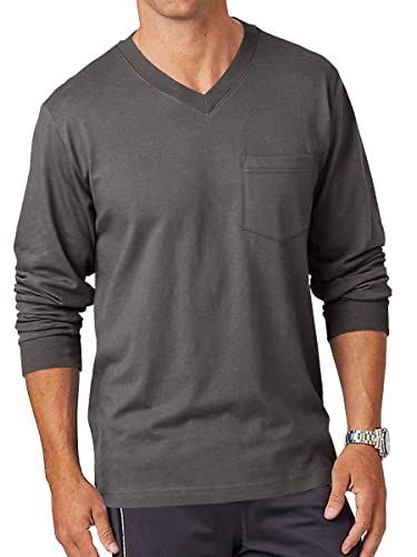 Wihion Men's Long Sleeve V-Neck Tee Shirt Tops with Pocket