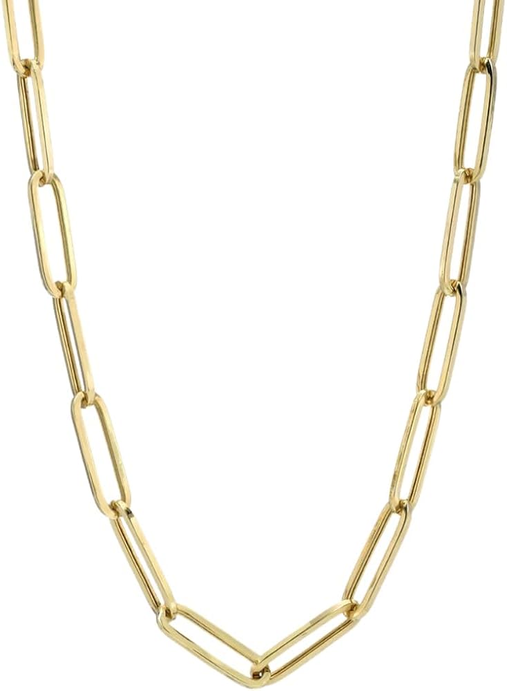 Amazon.com: SHOP WGS Italian 14K Solid Yellow Gold Paperclip Chain