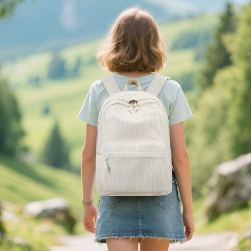 Image of BTOOP School Backpack for Teens Large Corduroy Bookbag Lightweight 15.6 inch Laptop Bag for Girls Women Casual High School College