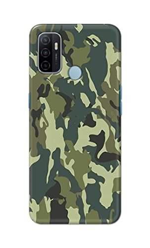 Image of PRINTFIDAA Printed Hard Back Cover Case for Oppo A53 4G | Oppo A53S 4G | Oppo A32 | Oppo A33 2020 Back Cover (Green Army Camouflage) -1803