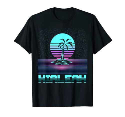 Hialeah FL Retro Vintage 80s Palm Tree Souvenir Vaporware T-Shirt