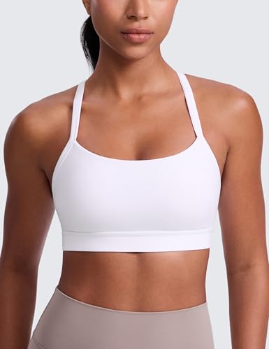 Image of CRZ YOGA Butterlift Cross Back Sports Bras | Medium Support, Removable Pads, Yoga, Buttery Soft, Scoop Neck, Cut-Out, Adjustable Thin Straps, for Women
