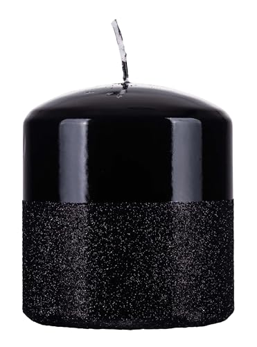 DONAU HOME Candela a colonna di onice, candela di paraffina, 80 x 90 mm, colore nero, per decorazione, durata 45 ore, candela decorativa, candela di cera, 1 pezzo