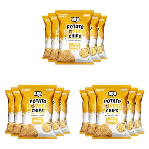 Image of BRB Popped Potato Chips | Pasta Cheese Flavour | Not Fried, Not Baked | 60% Less Oil, Lower Calorie, Healthy Snack | 5 x (48g /51g) Combo Pack (weight may vary) (Pack of 3)