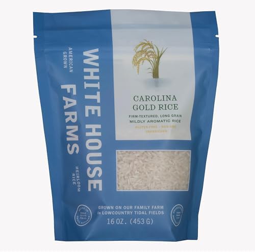 White House Farms Carolina Gold Rice | Long Grain White Rice | Gluten Free, Non GMO & Sugar Free | Aromatic | Harvested in the USA | 1 Pack | 16oz