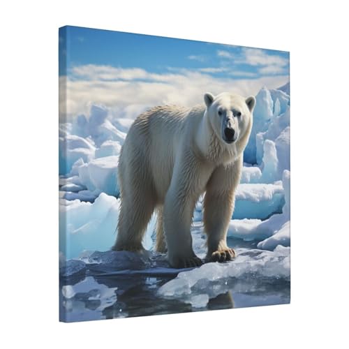 Toile murale ours polaire 40x40 cm moderne pour salon