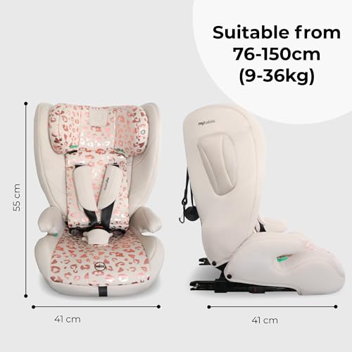 My Babiie MBCS75 Toddler to Booster R129 Child Car Seat - ISOFIX with Top Tether, Harness, 76-150cm (Approx. 9-36kg, 15 Months - 12 Years), i-Size, Group 1/2/3, Adjustable, Forward Facing - Pink - Image 4