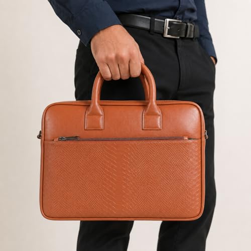 Image of Bagneeds Laptop Bag for Men & Women | Faux Leather Bag | Padded 16 Inch Laptop Sleeve | Office & Business Travel Bag | Budget-Friendly