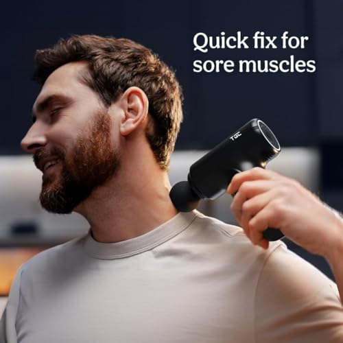 Image of Massage Gun for Pain Relief Deep Tissue - Portable Handheld Body Massager for Muscle Recovery - 6 Speed Levels, 4 Specialized Heads for Back, Legs & Athletes - 1 Month Warranty
