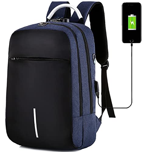 Mixroom Zaino porta PC Antifurto Blu per Computer Portatile Laptop Lavoro Borsa Notebook Fino 15' con Attacco USB e Foro Auricolare Z4