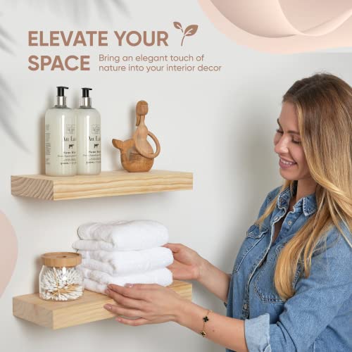 Homeforia HU-XI-177 Rustic Farmhouse Floating Shelves, Bathroom Wooden Shelves thumb #3