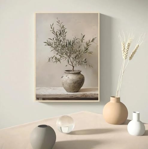 Affiche murale minimaliste vintage olivier vase 30x40cm toile