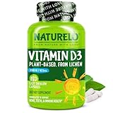 NATURELO Vitamin D - 2500 IU - Plant Based from Lichen - Natural D3 Supplement for Immune System, Bone Support, Joint Health - Vegan - Non-GMO - Gluten Free - 180 Capsules